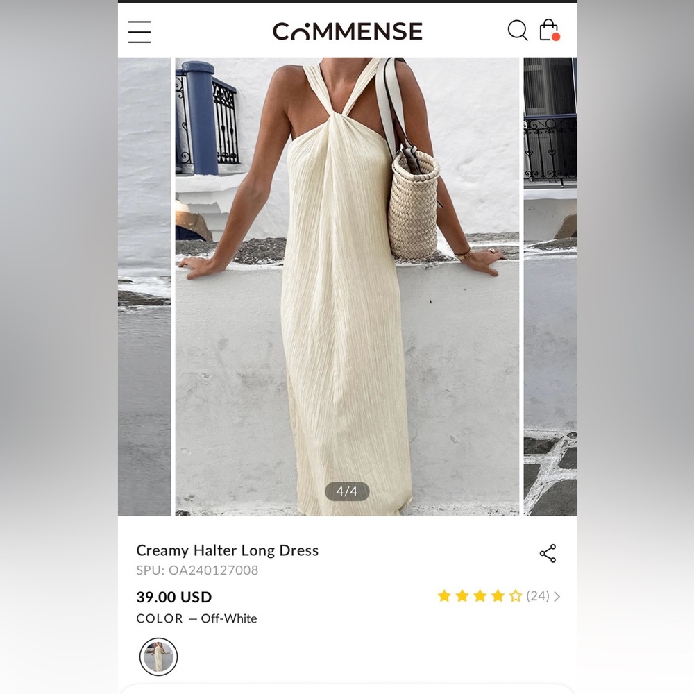 Commense Creamy Halter Long Dress - Size S - Picture 2 of 11